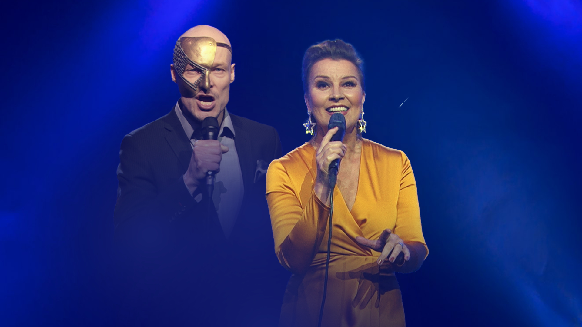 Laulajat Ville Rusanen ja Arja Koriseva.