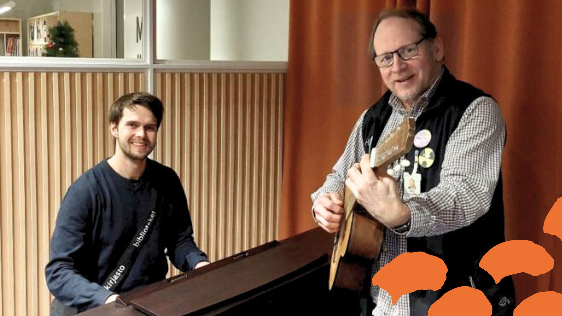 Lauri Iljin pianon ääressä ja Timopekka Sillantaus kitaran kanssa.