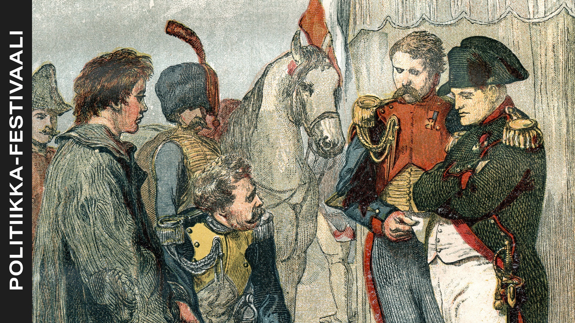 Piirroskuva Napoleonista joukkoineen